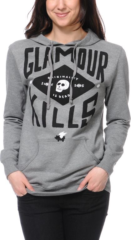 Glamour Kills GK Crews Heather Grey Pullover Hoodie