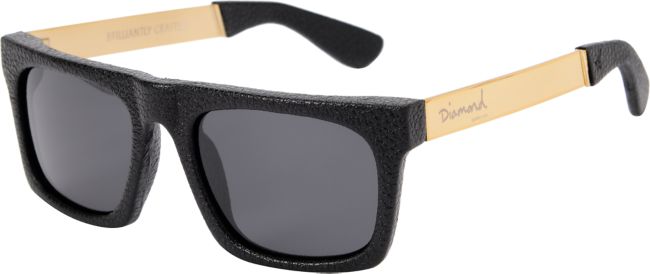 Diamond Supply Cordova Black & Gold Leather Sunglasses