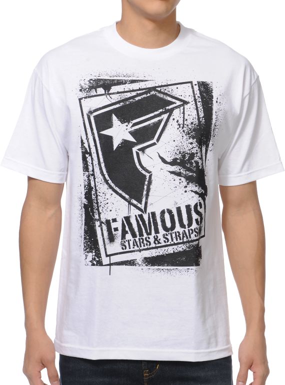Famous Stars & Straps BOH Stencil White Tee Shirt