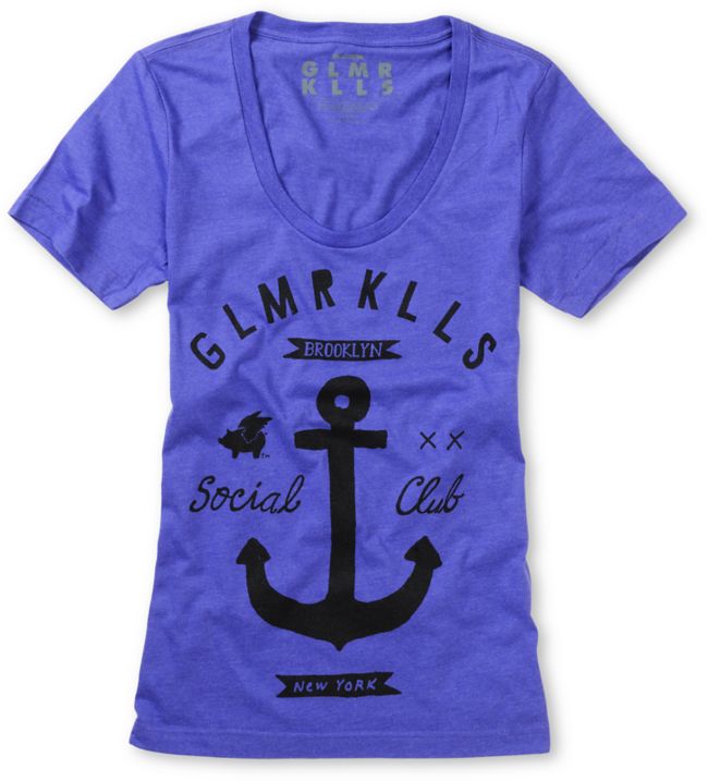 Glamour Kills Girls Brooklyn Anchor Club Purple Tee Shirt