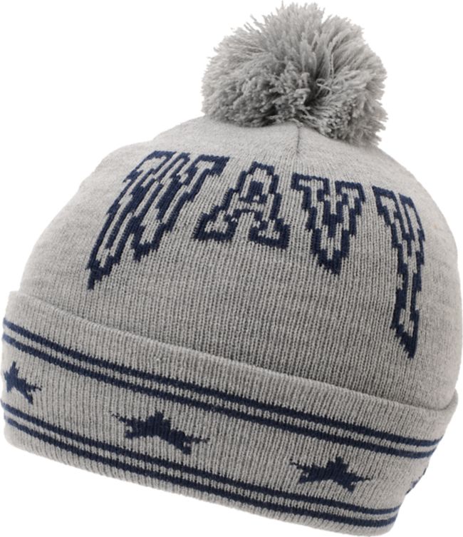 Crooks And Castles Wavy Grey Pom Beanie