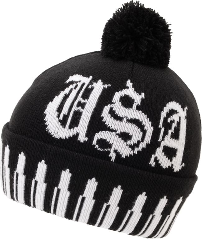 Crooks And Castles Surveillance Black & White Pom Beanie