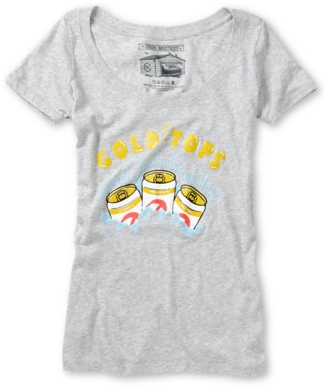 Casual Industrees Gold Tops Grey Scoop Neck Tee Shirt
