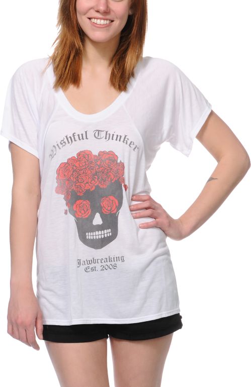 Jawbreaking Wishful Thinker White Flowy Tee Shirt