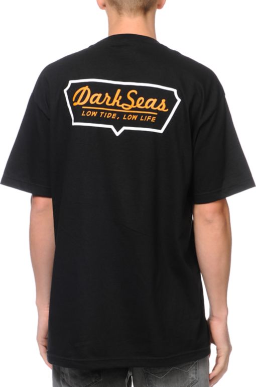 Dark Seas Stern Black Pocket Tee Shirt