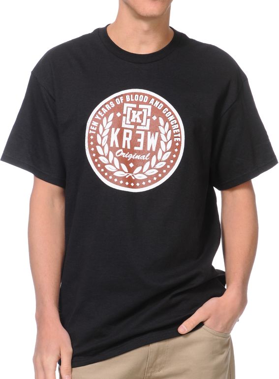 KR3W Crest Stamp Black Tee Shirt