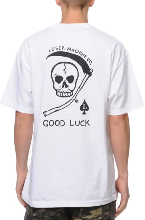 Loser Machine Aces Low White Pocket Tee Shirt