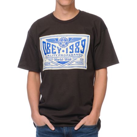 Obey Kings Trademark Brown Tee Shirt 