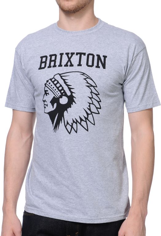 Brixton Anthem Heather Grey Tee Shirt