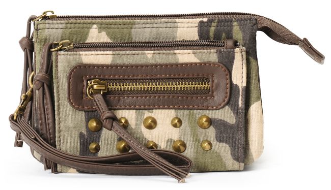 T-Shirt & Jeans Brown & Camo Print Wristlet