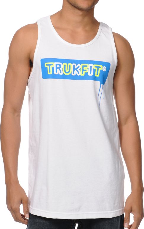 TrukFit Drip White Tank Top