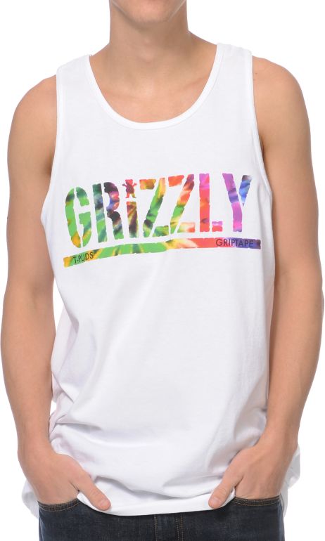 Diamond Supply x Grizzly Grip Tape T-Puds Grizzly Stamp White Tank Top