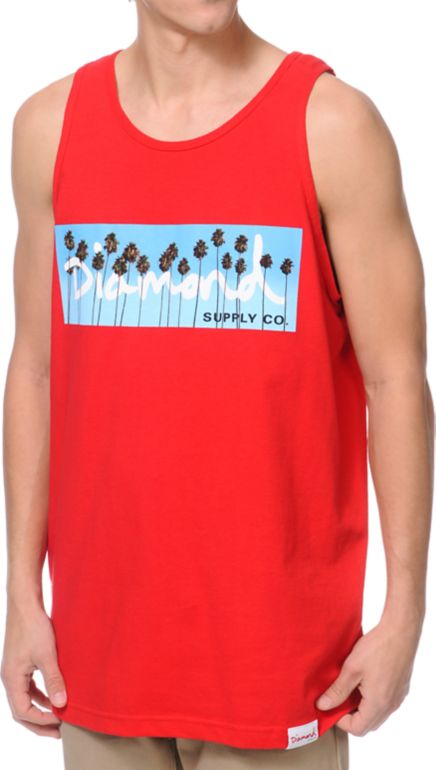 Diamond Supply OG Palms Red Tank Top