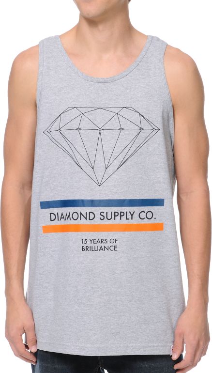Diamond Supply 15 Years Of Brilliance Heather Grey Tank Top