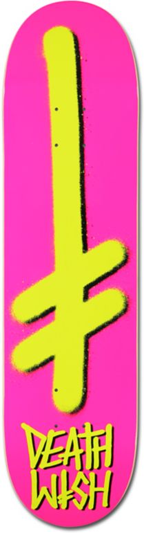 Deathwish Gang Logo Pink & Yellow 8.0 Skateboard Deck
