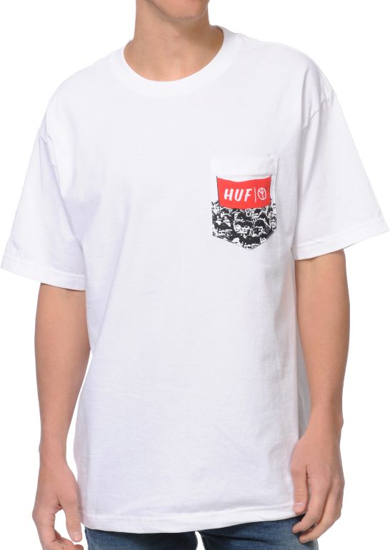 HUF Protest Pocket White Tee Shirt