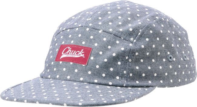 Chuck Originals Spotted Blue Polka Dot Camper 5 Panel Hat