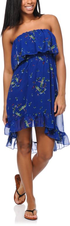 Love, Fire Dragonfy Ruffle Strapless Dress