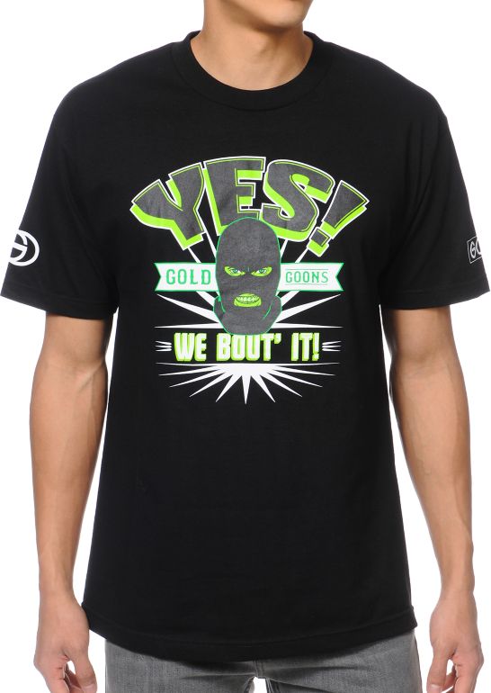 Gold Wheels We Bout It Black Tee Shirt