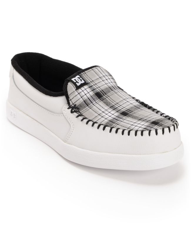 DC Villain White & Plaid Slip On Slippers