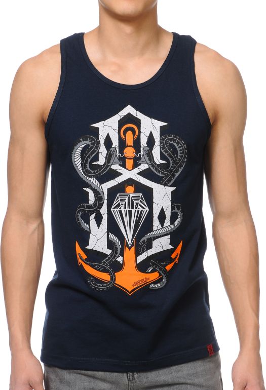 REBEL8 Capsized Navy Tank Top