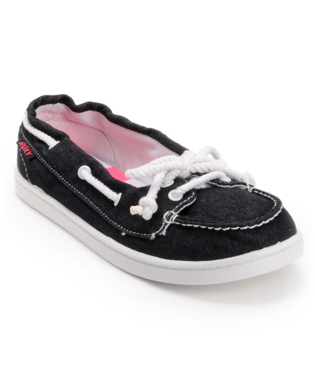Roxy Ahoy II Black Washed Canvas Slip On Shoe