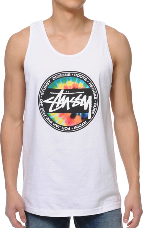 Stussy Tie Dye Dot White Tank Top