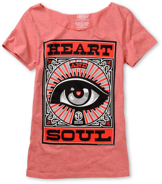 Keep A Breast Heart & Soul Heather Red Tee Shirt