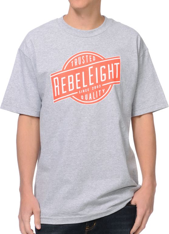 REBEL8 Trusted Quality Heather Grey Tee Shirt