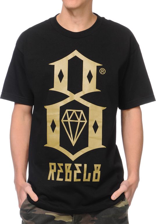 REBEL8 Logo Black & Gold Tee Shirt