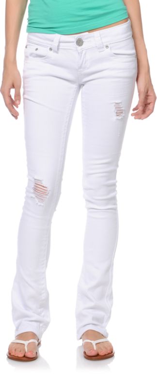 Almost Famous Maggie White Wash Bootcut Skinny Jeans