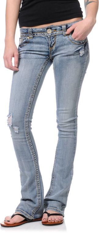 Almost Famous Ivory Medium Blue Wash Bootcut Jeans