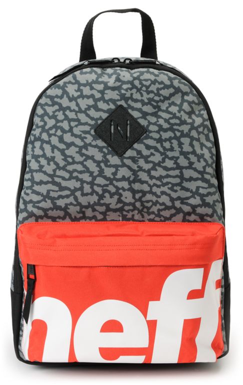 Neff Scholar  Black Crackle & Red Backpack