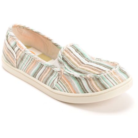 Roxy Lido II Beige & Blue Slip On Shoe