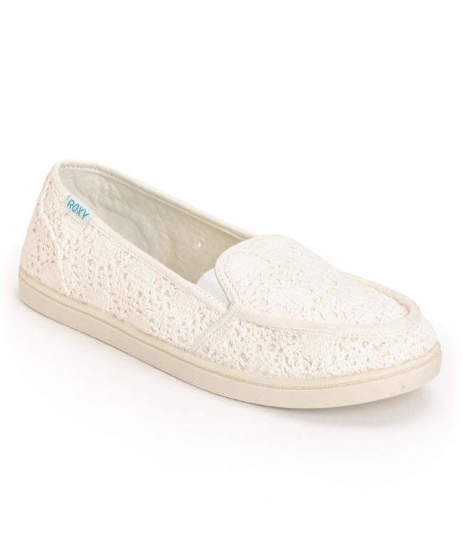 Roxy Lido II Off White Crochet Slip On Shoe