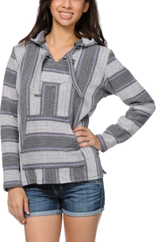 Senor Lopez Grey & Lavender Poncho