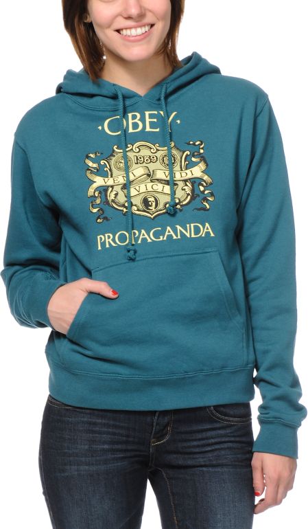 Obey Veni Vidi Vivi Dark Teal Pullover Hoodie