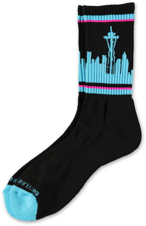 Skyline Socks Seattle Black, Teal & Pink Crew Socks