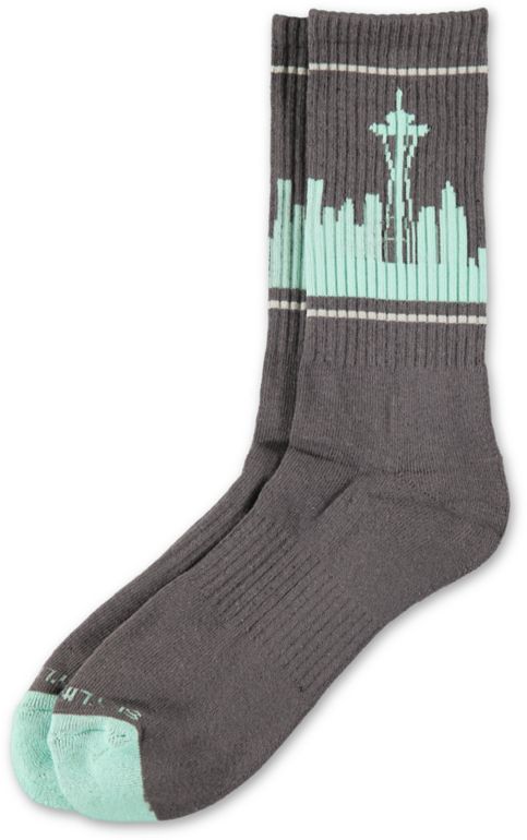 Skyline Socks Seattle Charcoal & Turquoise Crew Socks