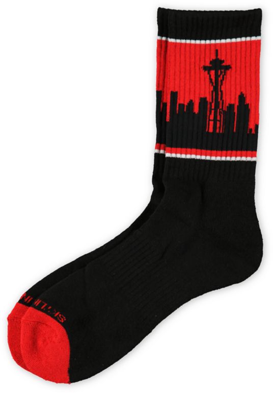 Skyline Socks Seattle Black & Red Crew Socks
