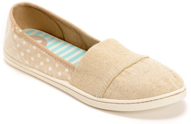 Roxy Pier II Tan & White Polka Dot Slip On Shoe