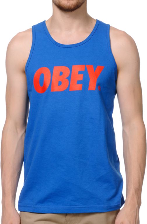 Obey Font Royal Blue Tank Top