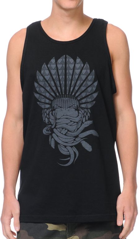 Crooks and Castles Mayan Medusa Black Tank Top