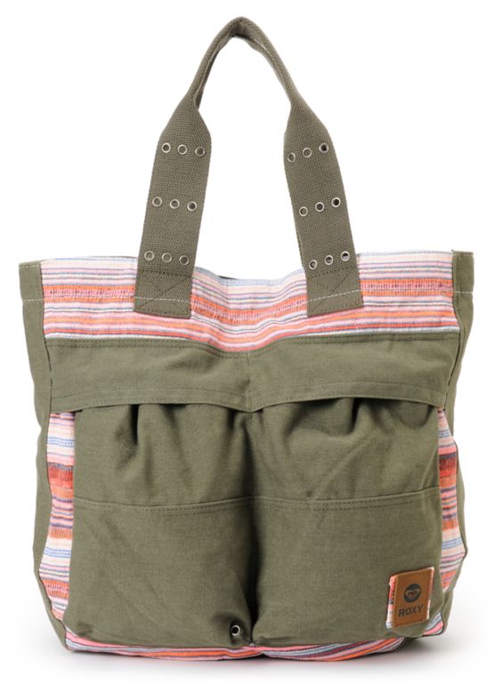 Roxy Making Noise Army Green Tote Bag