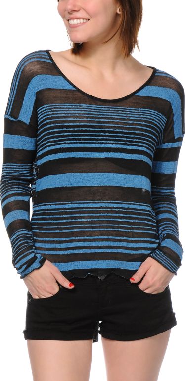 Obey Revelry Blue Stripe Long Sleeve Top
