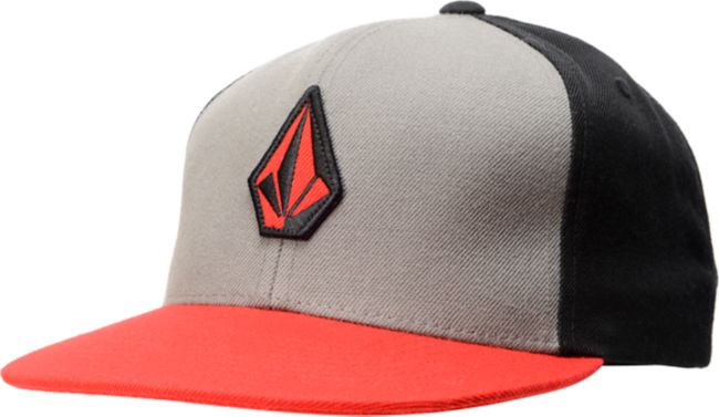 Volcom Stone Color Red, Charcoal, &  Black Snapback Hat