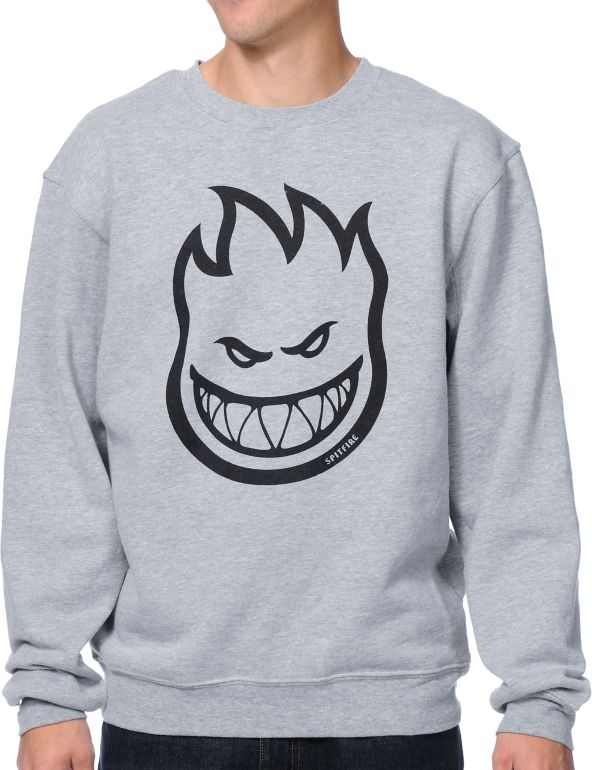 Spitfire Bighead Heather Grey Crew Neck Sweatshirt