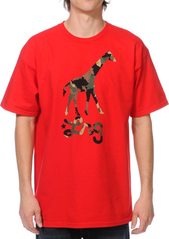 LRG Camo Giraffe Red Tee Shirt