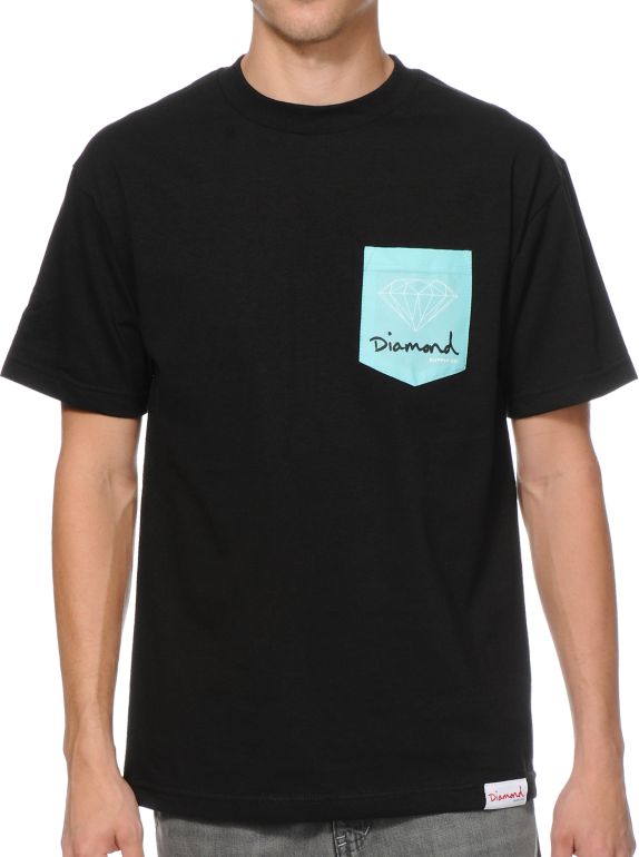 Diamond Supply OG Sign Black & Mint Pocket Tee Shirt