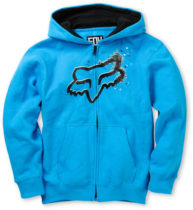 Fox Boys Pixelated Blue Zip Up Hoodie
